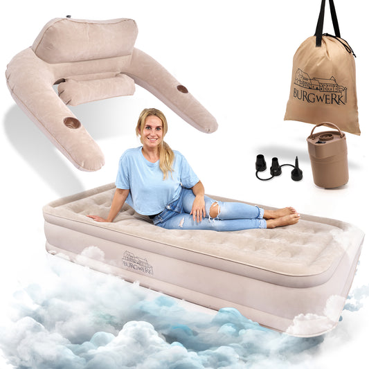 "Second Life" Luftbett in beige für 1 Person