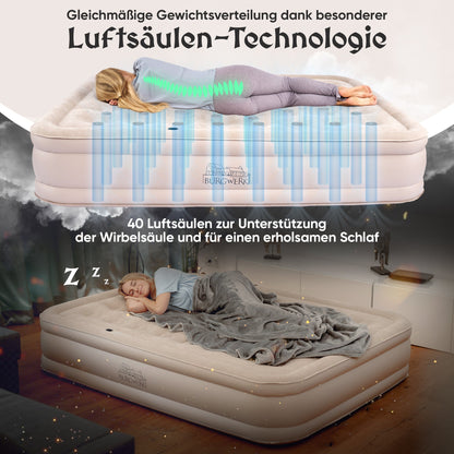 Luftbett für 2 Personen [Praktisches 3 in 1 System] in Beige