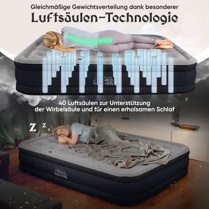 Luftbett für 2 Personen [Praktisches 3 in 1 System] in Schwarz/Anthrazit