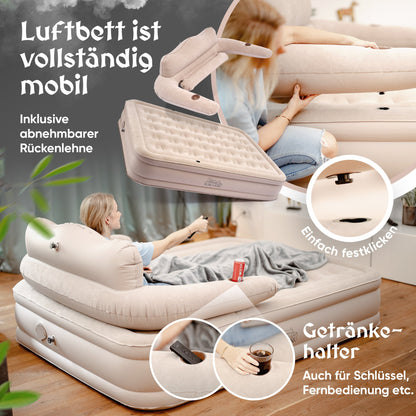 Luftbett für 2 Personen [Praktisches 3 in 1 System] in Beige