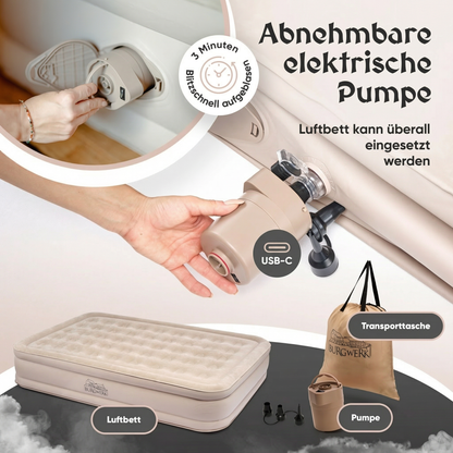 Luftbett für 2 Personen [Praktisches 3 in 1 System] in Beige ohne Rückenlehne