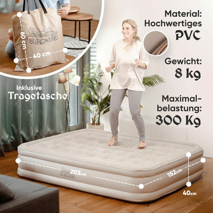 Luftbett für 2 Personen [Praktisches 3 in 1 System] in Beige ohne Rückenlehne