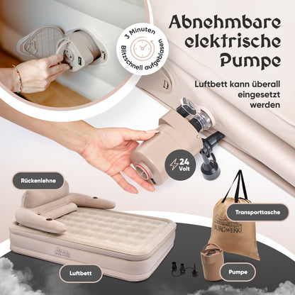 Luftbett für 2 Personen [Praktisches 3 in 1 System] in Beige