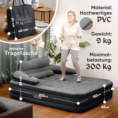 Luftbett für 2 Personen [Praktisches 3 in 1 System] in Schwarz/Anthrazit