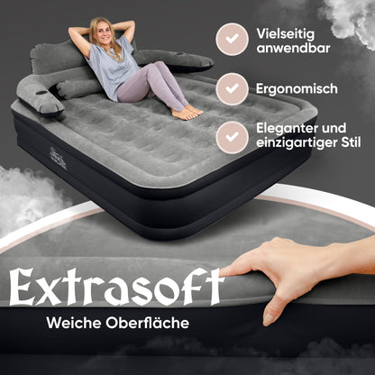 Luftbett für 2 Personen [Praktisches 3 in 1 System] in Schwarz/Anthrazit