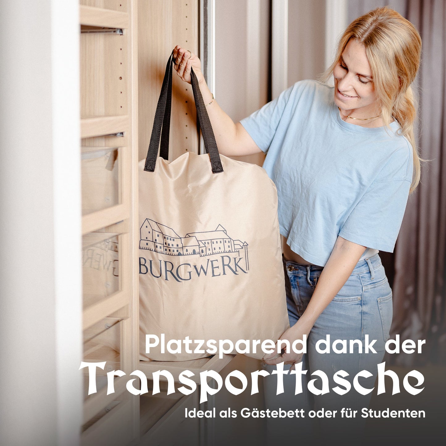 Luftbett für 2 Personen [Praktisches 3 in 1 System] in Beige