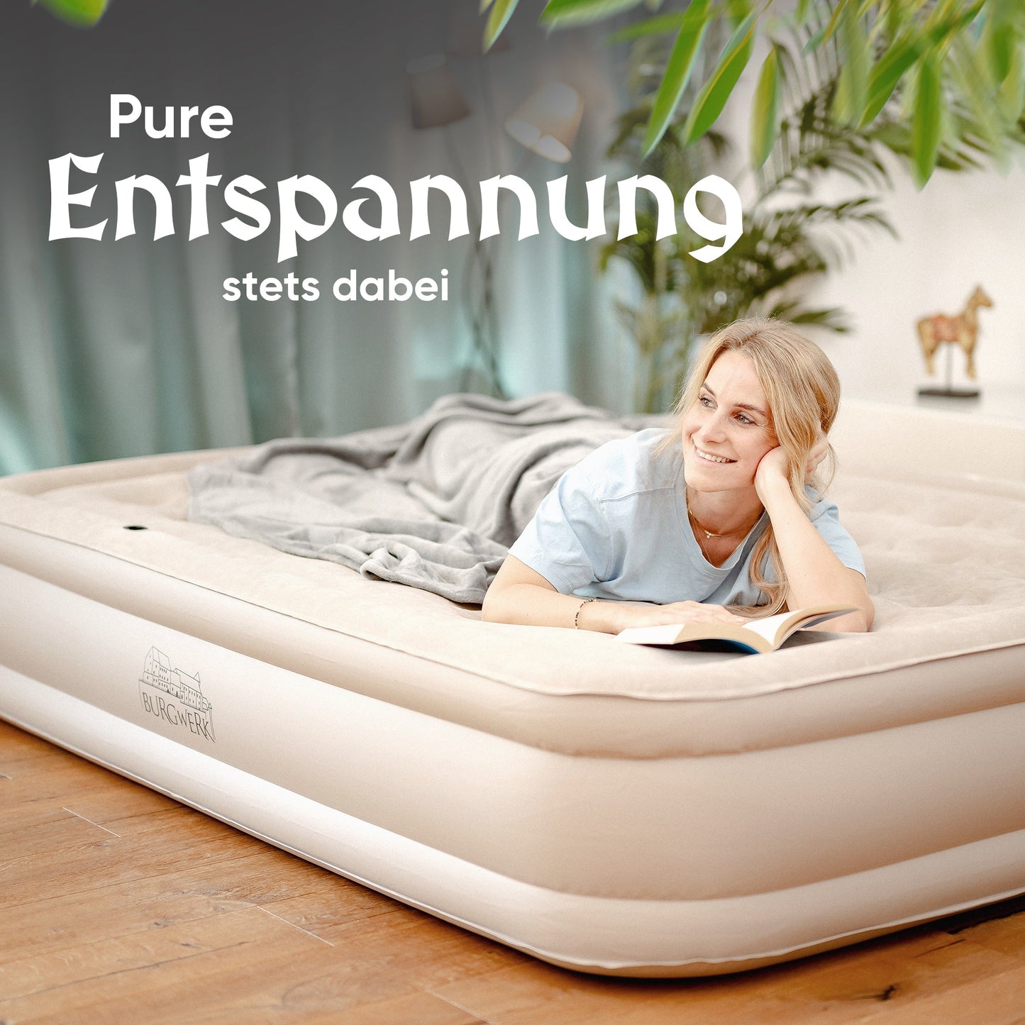 Luftbett für 2 Personen [Praktisches 3 in 1 System] in Beige